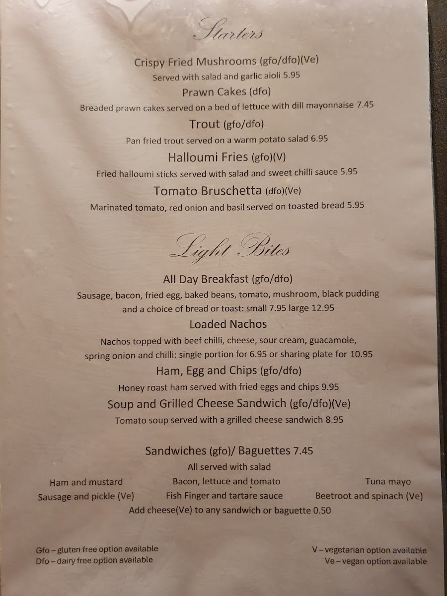 The Greyhound Menu - Image 1
